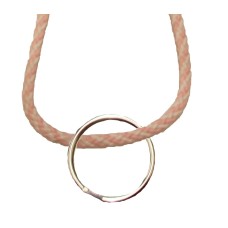 FeetPeople Round Lace Key Chain, Pink And White Stripe