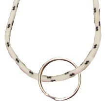 FeetPeople Round Lace Key Chain, White With Black Chip