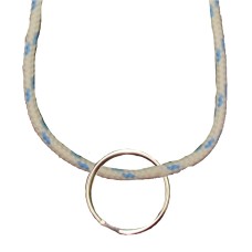 FeetPeople Round Lace Key Chain, White With Carolina Blue Chip