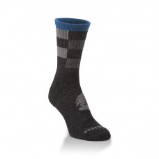 Hiwassee Lightweight Signature Mini Crew Socks 1 Pair, Charcoal Plaid, Large