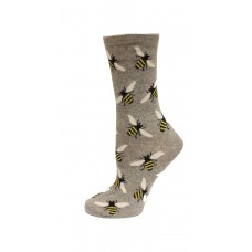 HotSox Bees Socks, Grey Heather, 1 Pair, Women Shoe 4-10