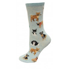 HotSox Dogs Of The World Socks, Mint Melange, 1 Pair, Women Shoe 4-10
