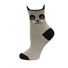 HotSox Panda Anklet Socks, Grey Heather, 1 Pair, Women Shoe 4-10