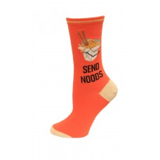 HotSox Send Noods Socks, Coral, 1 Pair, Women Shoe 4-10