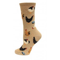 HotSox Feeding Chickens Socks, Hemp Heather, 1 Pair, Women Shoe 4-10
