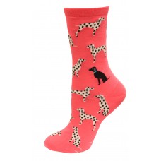 HotSox Dalmatians Socks, Magenta, 1 Pair, Women Shoe 4-10
