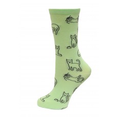 HotSox Cat Outline Socks, Mint , 1 Pair, Women Shoe 4-10