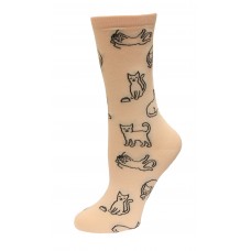 HotSox Cat Outline Socks, Blush, 1 Pair, Women Shoe 4-10
