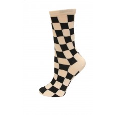 HotSox Checkerboard Socks, White, 1 Pair, Women Shoe 4-10