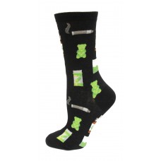 HotSox Weed Socks, Black, 1 Pair, Women Shoe 4-10