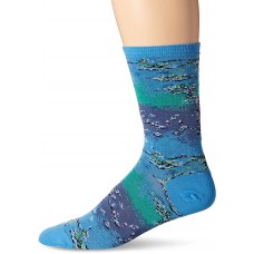 HotSox Womens Monet Waterlillies Socks, Blue Shell, 1 Pair, Womens Shoe 4-10