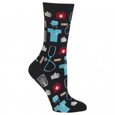 Hot Sox Women's Novelty Occupation Casual Crew Socks, Medical (black), Shoe Size: 4-10 Size: 9-11