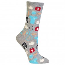 Hot Sox Women's Nurse and Doctor Medical Crew Socks, Grey