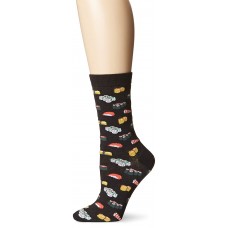 Hot Sox Women's Food and Drink Novelty Casual Crew Socks, Sushi (Black), Shoe Size: 4-10