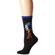 Hot Sox Women's Artist Series Crew Socks | Girl With The Pearl Earring, Royal Purple, Shoe Size: 4-10