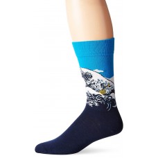 Hot Sox Men's Famous Artist Series Novelty Crew Socks, Wave (Blue/Navy), Shoe Size: 6-12,sock size: 10-13