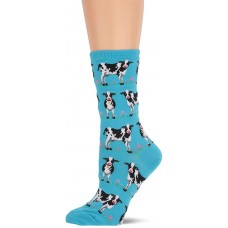 HotSox Womens Cows Socks, Light Turquoise, 1 Pair, Womens Shoe 4-10