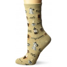 Hot Sox Women's Food and Drink Novelty Casual Crew Socks, Coffee (Hemp Heather), Shoe Size: 4-10