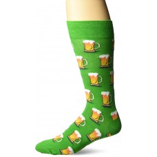 Hot Sox Men's Conversational Slack Crew Socks, Beer (Kelly), Shoe Size: 6-12
