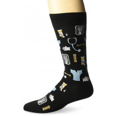 Hot Sox Men's Conversational Slack Crew Socks, Medical (Black), Shoe Size: 6-12