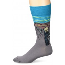 Hot Sox Men's Famous Artist Series Novelty Crew Socks, Scream (Turquoise), Shoe Size: 6-12