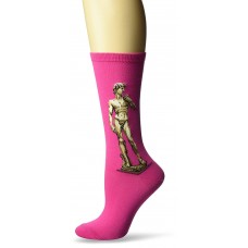 Hot Sox Women's Artist Series Crew Socks | David, Bright Pink, Shoe Size: 4-10