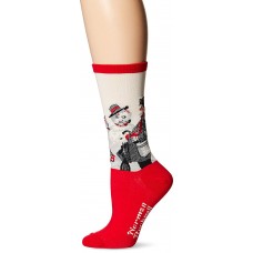 Hot Sox Women's Norman Rockwell Collection Crew Socks, Gramps And The Snowman (Red), Shoe Size: 4-10