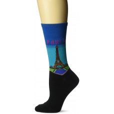 Hot Sox Women's Travel Series Novelty Fashion Crew, Paris (Dark Blue), Shoe Size: 4-10