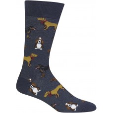 HotSox Mens Multi Dogs Socks, Denim Heather, 1 Pair, Mens Shoe 6-12.5