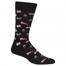 Hot Sox Men's Food and Booze Novelty Casual Crew Socks, Sushi (black), Shoe Size: 6-12