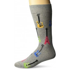 Hot Sox Men's Classic Fashion Crew Socks, Electric Guitars (Sweatshirt Grey Heather), Shoe Size: 6-12