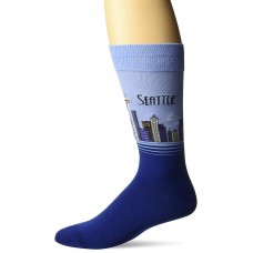 Hot Sox Men's Classic Fashion Crew Socks, Seattle (Coastal Blue), Shoe Size: 6-12
