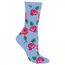 Hot Sox Women's Originals Fashion Crew Novelty Socks, Rose Print (Coastal Blue), Shoe Size: 4-10
