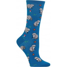 HotSox Womens Raccoon Socks, Teal, 1 Pair, Womens Shoe Size 4-10