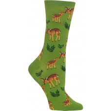 HotSox Womens Mother Deer Socks, Green, 1 Pair, Womens Shoe Size 4-10