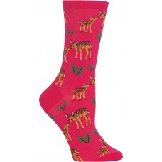 HotSox Womens Mother Deer Socks, Hot Pink, 1 Pair, Womens Shoe Size 4-10