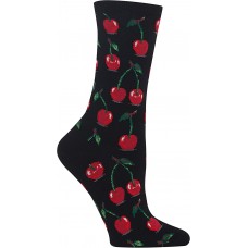 HotSox Womens Cherries Socks, Black, 1 Pair, Womens Shoe 4-10