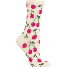 HotSox Womens Cherries Socks, Natural Melange, 1 Pair, Womens Shoe 4-10