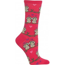 HotSox Womens Owl Love Socks, Hot Pink, 1 Pair, Womens Shoe 4-10