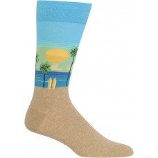 HOTSOX Mens Crew Socks Beach Scenic 1 Pair, Light Blue, Mens 8-12 Shoe