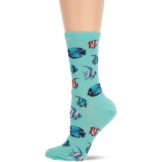 HotSox Womens Tropical Fish Socks, Jade, 1 Pair, Womens Shoe Size 4-10