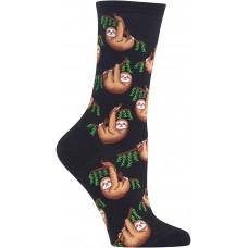 HotSox Womens Sloth Socks, Black, 1 Pair, Womens Shoe Size 4-10