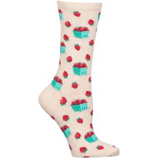 HotSox Womens Strawberry Pint Socks, Natural Melange, 1 Pair, Womens Shoe Size 4-10