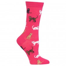 HotSox Womens Cats Socks, Hot Pink, 1 Pair, Womens Shoe 4-10