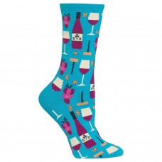 Hot Sox Women's Food and Drink Novelty Casual Crew Socks, Wine (Turquoise), Shoe Size: 4-10
