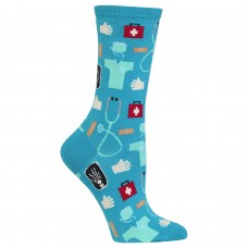 Hot Sox Women's Novelty Occupation Casual Crew Socks, Medical (Turquoise), Shoe Size: 4-10 Size: 9-11