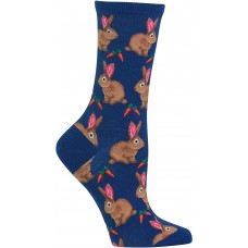 HotSox Womens Bunnies Socks, Dark Blue, 1 Pair, Womens Shoe Size 4-10