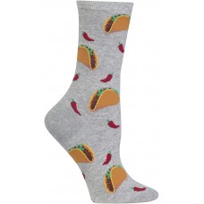 HotSox Womens Tacos Socks, Grey Heather, 1 Pair, Womens Shoe 4-10