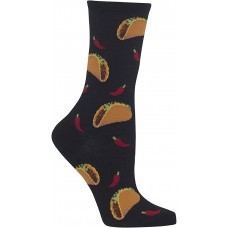 HotSox Womens Tacos Socks, Black, 1 Pair, Womens Shoe 4-10