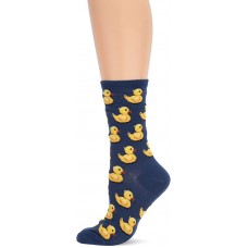 HotSox Womens Rubber Ducks Socks, Dark Blue, 1 Pair, Womens Shoe Size 4-10